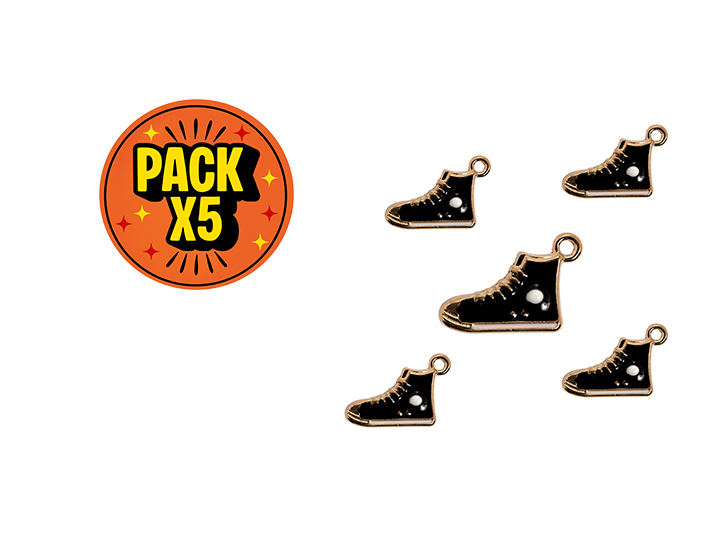 Dije Esmaltado Converse Negras Dorado x 5 unidades